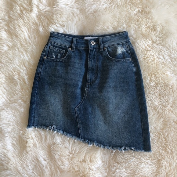 DL1961 Georgia Denim Asymmetric Distressed Skirt S - Picture 4 of 8
